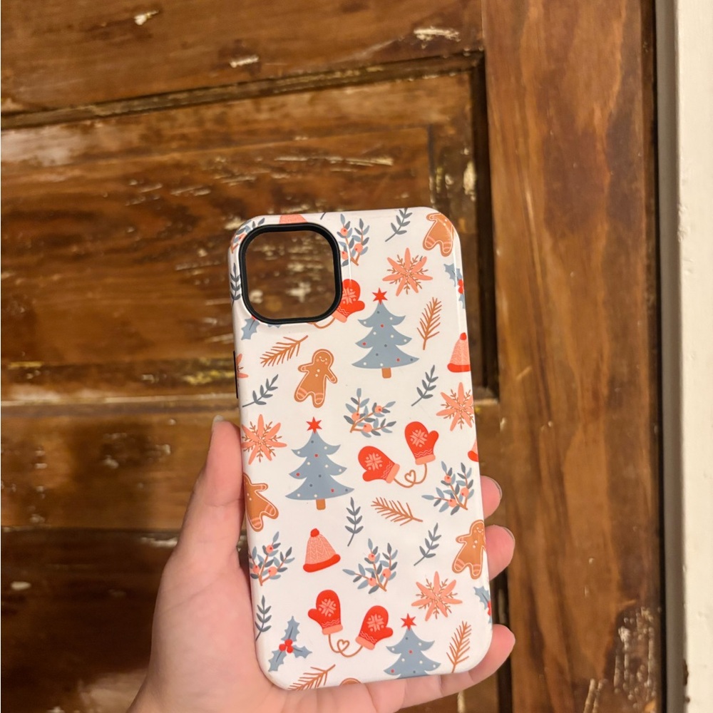 CASLEY Festive Holiday MagSafe iPhone Case - White with Red and Blue Accents